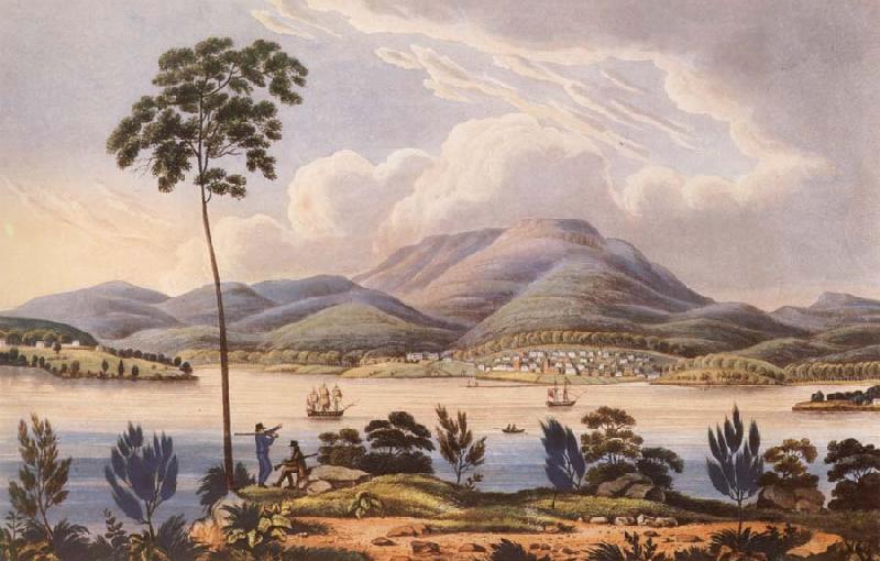 Lycett, Joseph Distant View of Hobart Town,Van Diemen-s Land,from Blufhead oil painting image